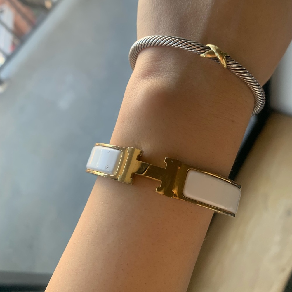 Hermes Clic H Gold White PM Bracelet